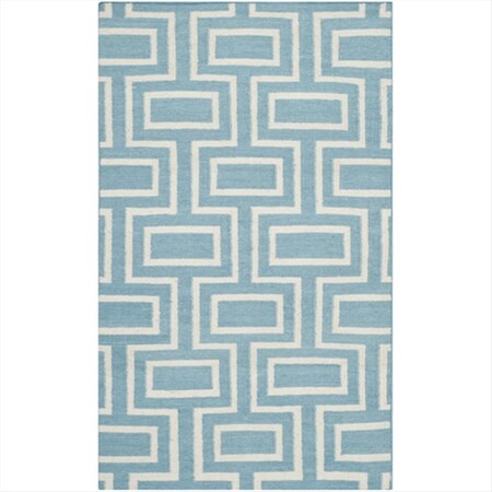 Safavieh 3 Ft. X 5 Ft. Small Rectangle Contemporary Dhurries- Light Blue And Ivory- Flatweave Rug DHU562A-3